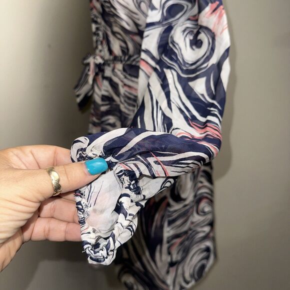 Laundry by Shelli Segal Dress Silk Mod Ikat Wrap Balloon Sleeve Mini Sz 14 EUC - Picture 4 of 12